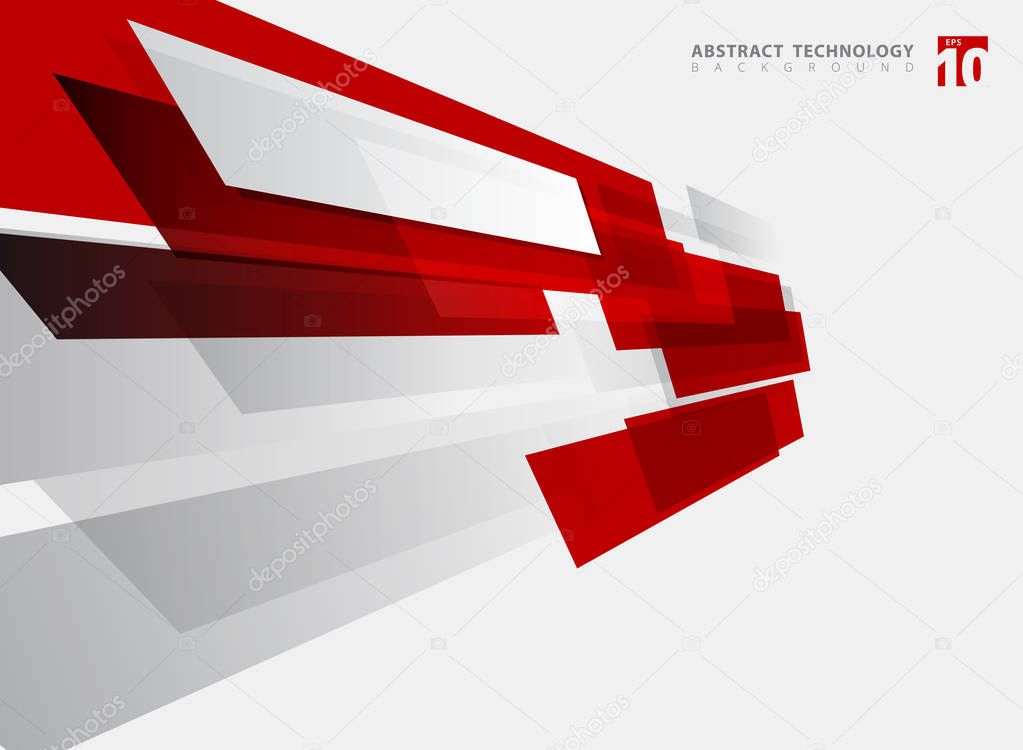 Abstract technology geometric red color shiny motion background. Template with header and footer for brochure, print, ad, magazine, poster, website, magazine, leaflet, annual report. Vector corporate design
