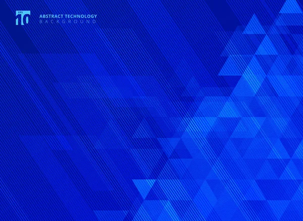 Abstract Lines Triangles Pattern Technology Blue Gradients Background Inglês Ilustração — Vetor de Stock