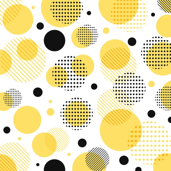 Abstract Modern Yellow Black Dots Pattern Lines Diagonally White Background — Stock Vector