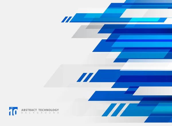 Tecnologia Abstrata Cor Azul Geométrica Fundo Movimento Brilhante Modelo Com —  Vetores de Stock