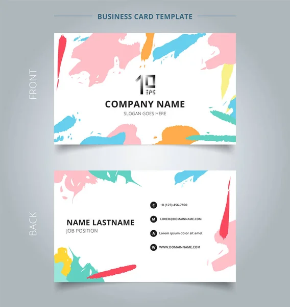 Name Card Template Abstract Shapes Art Pattern Pastels Color White — Stock Vector