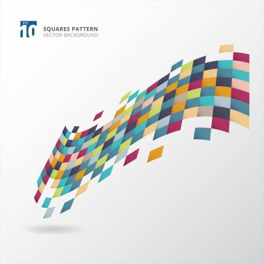 Yazdırma, reklam, poster, el ilanı, kapak, broşür, şür, Vektör illüstrasyonu için soyut renkli kareler desen dalga pikseli arka plan tasarımı