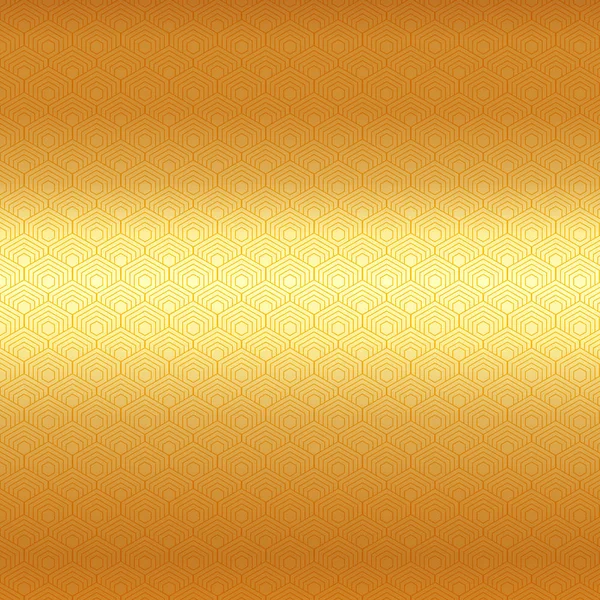 豪華な金の背景に抽象的な黄金の六角形の境界パターン ベクターイラスト — ストックベクタ