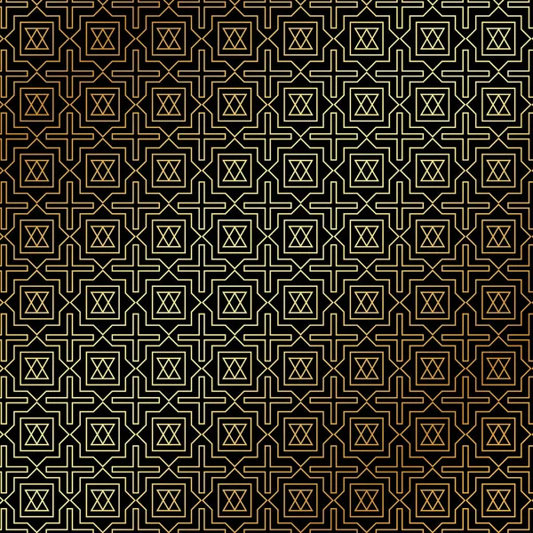Abstract Gold Geometric Pattern Art Deco Style Black Background Vector — Stock Vector