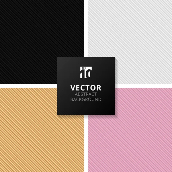 Conjunto Abstracto Negro Blanco Oro Rosa Gradiente Rayas Líneas Diagonales — Vector de stock