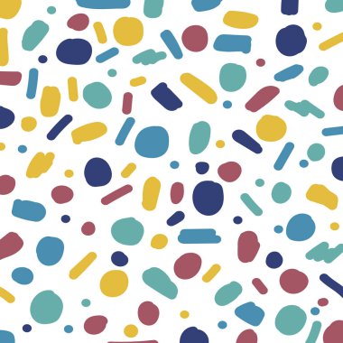 El yapımı boya darbeleri desen beyaz arka plan üzerinde renkli soyut. Vektör çizim