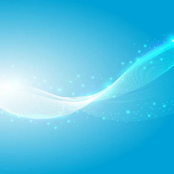 Abstract waves lines glowing with sparkling elements blue background. Vector illustration