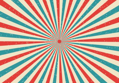 Retro kuvvetli güneş ışığı ve ışınları komik karikatür popart tarzı arka plan. Güneş ışığı ile soyut vintage grunge. Vektör çizim