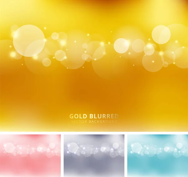 Ensemble d'or abstrait, rose, gris, fond flou de couleur bleue — Image vectorielle