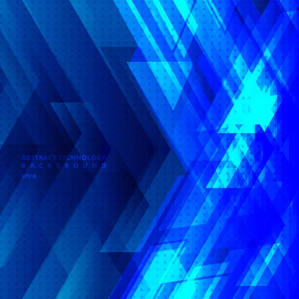 Abstrato azul tecnologia diagonal fundo geométrico com setas grandes — Vetor de Stock
