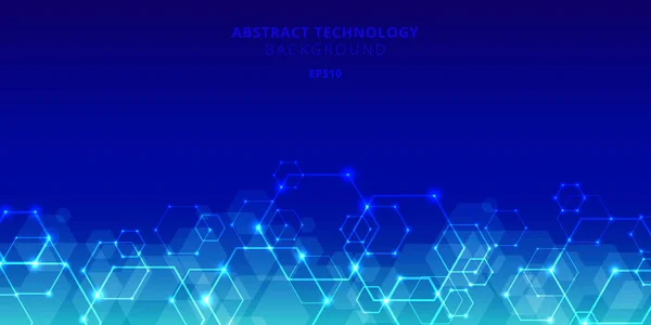 Tecnología abstracta hexágonos patrón genético y de redes sociales — Archivo Imágenes Vectoriales