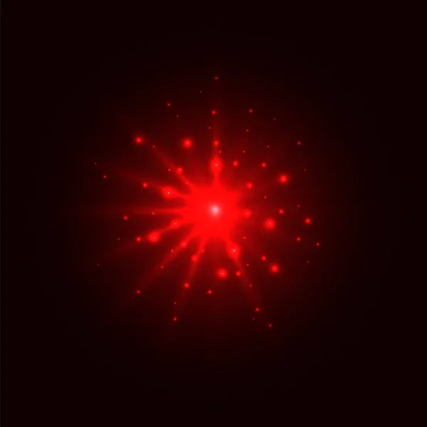 Abstraktes rotes Glühlicht explodiert mit magischem hellen Funken — Stockvektor