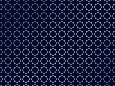 Mavi arka plan üzerinde soyut gümüş faslı desen.