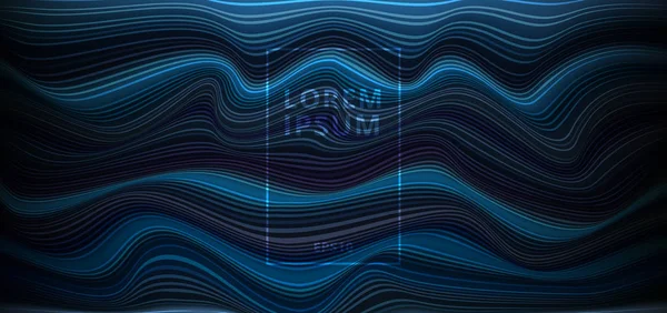 Abstract donker blauwe achtergrond met horizontaal licht en Wave Lin — Stockvector