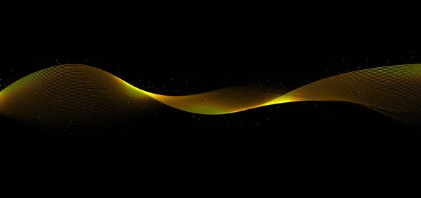 Abstracto Elegantes Líneas Ondas Oro Brillante Con Efecto Brillo Luz — Archivo Imágenes Vectoriales