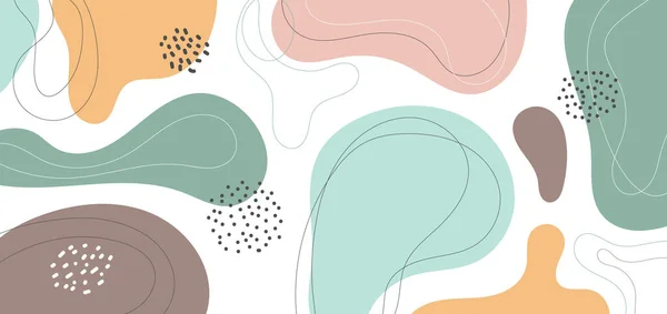 Banner Web Design Template Abstract Minimal Organic Shapes Composition Pastel —  Vetores de Stock
