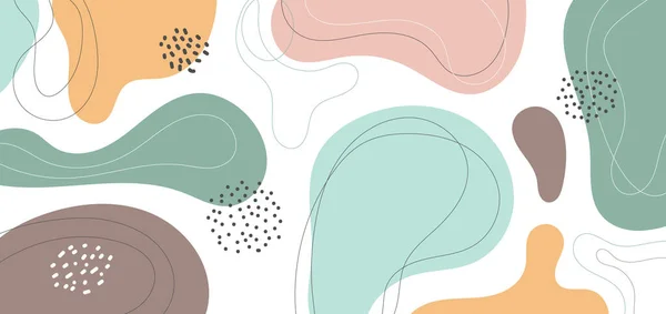 Banner web tasarım şablonu soyut minimum organik şekiller kompozisyon pastel renk arkaplanı moda çağdaş kolaj tarzında. Vektör illüstrasyonu