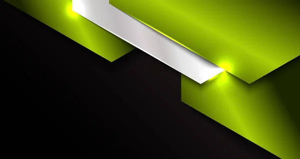 Banner Web Template Abstracte Groene Zilveren Metalen Geometrische Overlappende Laag — Stockvector