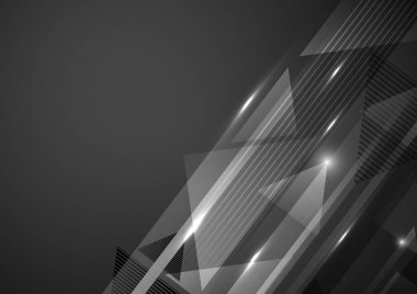 Karanlık arka planda aydınlatma olan soyut modern geometrik desen. Teknoloji konsepti. Vektör illüstrasyonu