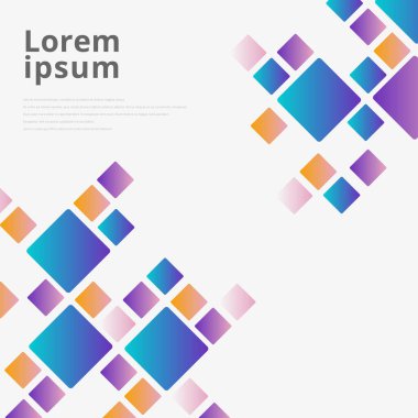 Soyut mavi, pembe, sarı, gradyan renk kare desen boyutu beyaz arkaplanda. Vektör illüstrasyonu
