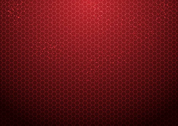 Abstraktes Rotes Sechseckmuster Hintergrund Mit Partikeltechnologie Futuristisch Vektorillustration — Stockvektor