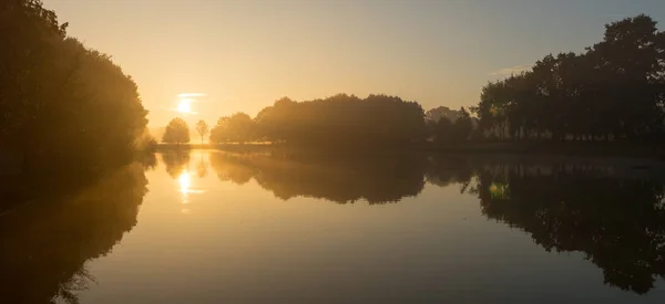 Morgensonne Über Flusslandschaft Enschede Twente Holland — Stockfoto