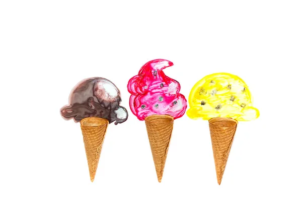 Three Ice Cream Cones — Stock Photo, Image