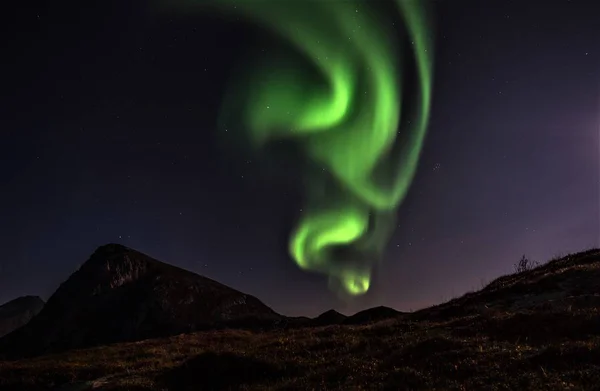 Piękny Widok Majestatyczny Zorza Polarna Lofoty Norwegia — Zdjęcie stockowe