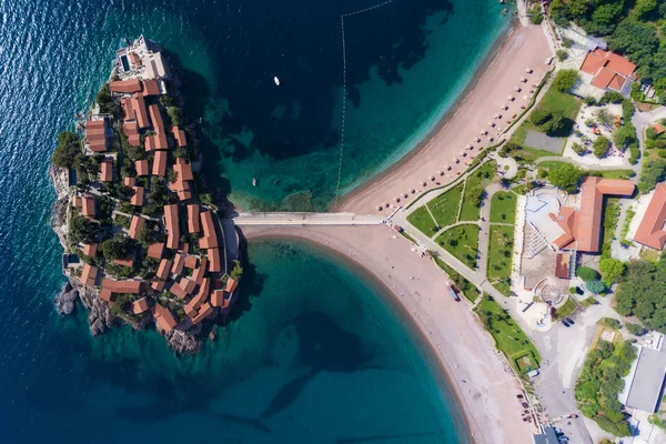 Légi Felvétel Sveti Stefan Budva Montenegró — Stock Fotó