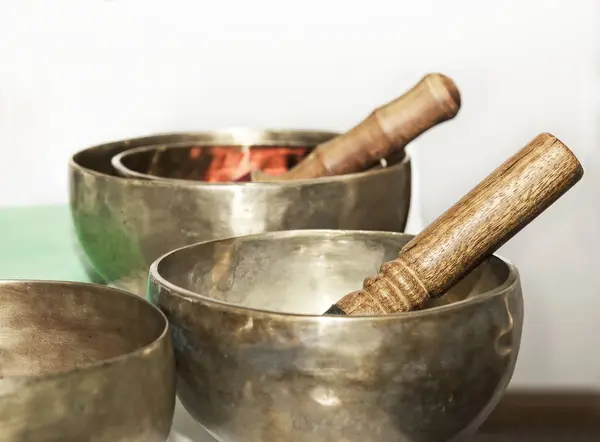 Three Tibetan Singing Bowls — Stock Photo, Image