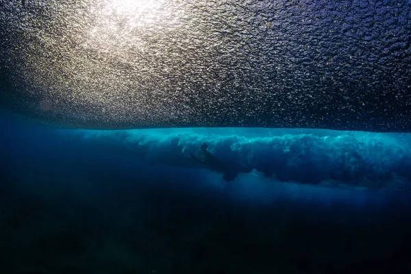 Man Swimming Underwater Shallow Reef Kalapana West Puna Hawai America — Stock Photo, Image