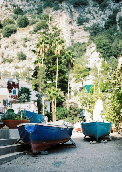Alte Boote Der Straße Mit Viel Grün Hintergrund — Stockfoto