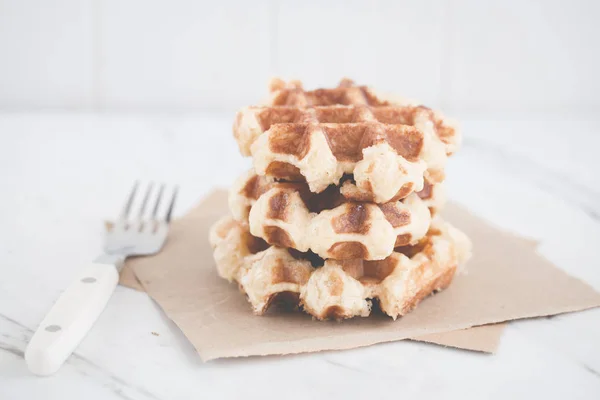 Stapel Belgische Wafels Servetten Close Weergave — Stockfoto