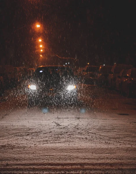 Car Driving Snow Chicago America Usa — Stock Photo, Image