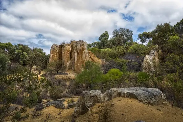 Doğal Görünümünü Pinnacles Nambung Milli Parkı Batı Avustralya Avustralya — Stok fotoğraf