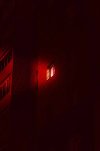 Light Beaming Window Apartment Block Russia — Stock Photo, Image