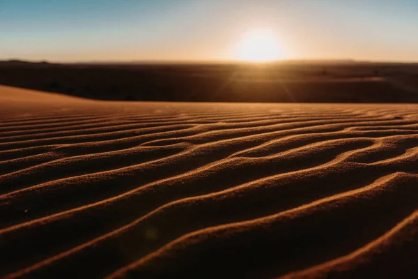 Schilderachtig Uitzicht Rimpelingen Het Zand Saharawoestijn Marokko — Stockfoto