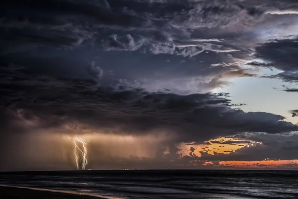 Vista Panorámica Thunderstorm Mar Moreton Island Queensland Australia — Foto de Stock