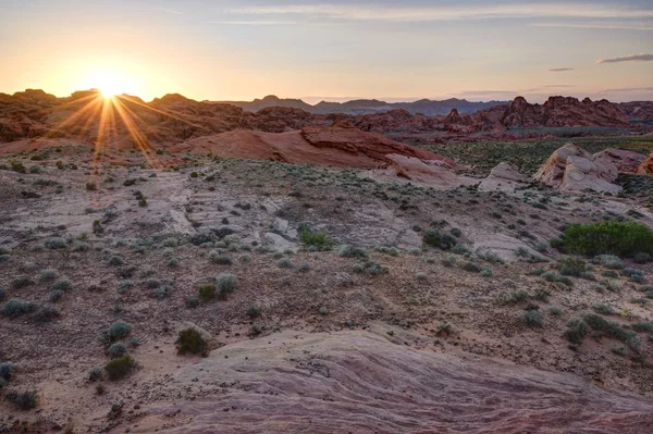Malebný Pohled Údolí Požáru Stát Park Západu Slunce Nevada Amerika — Stock fotografie