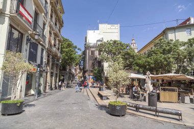 Cadde görünümü, şehir merkezi Valencia.Spain.