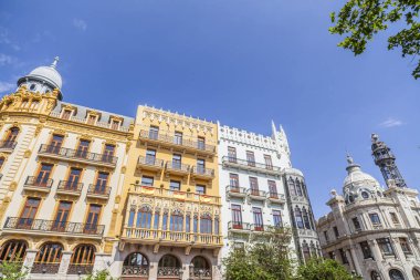 Klasik şehir merkezinde, kare, plaza ajuntament alan, Valencia.Spain binada..