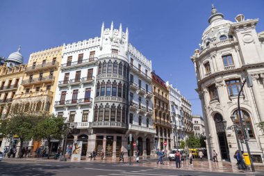 Klasik şehir merkezinde, kare, plaza ajuntament alan, Valencia.Spain binada..