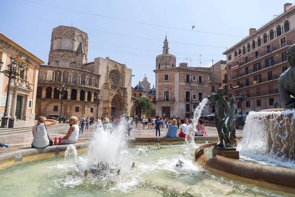 Centro Ciudad Vista Plaza Plaza Virgen Valencia Spain —  Fotos de Stock