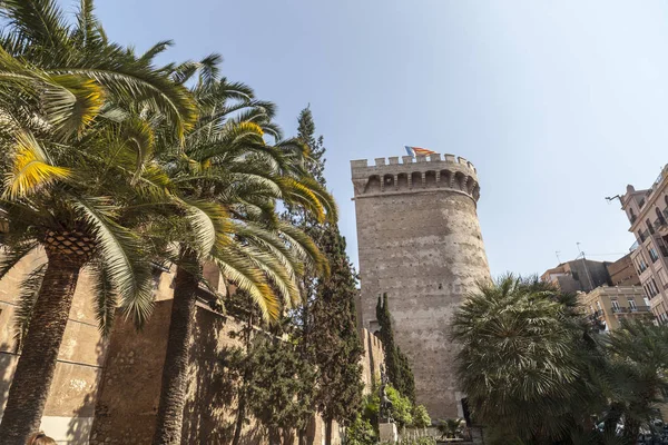 Arquitetura Medieval Antiga Monumento Torre Torres Quart Centro Cidade Valência — Fotografia de Stock