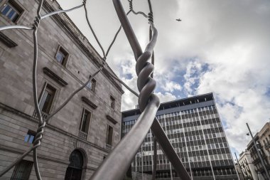  ALS castellers Antoni Llena tarafından Barselona gothic Mahallesi'nin heykel.