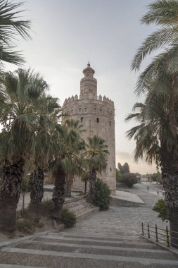 İkonik şehir anıt, kule, Torre del Oro, eski askeri watchover,Sevilla,Andalucia.Spain.