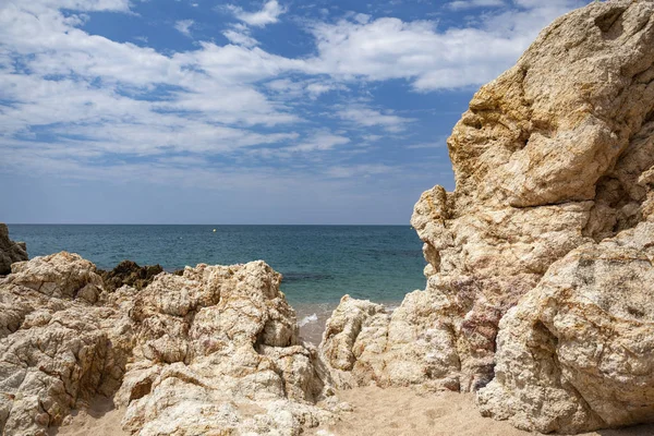 Playa Mediterránea Calella Mar Región Del Maresme Provincia Barcelona Cataluña — Foto de Stock