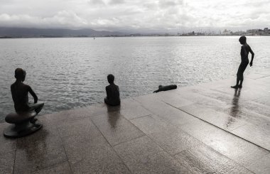  Heykel, Raqueros, Pereda gezinti, bay Santander.Spain anıt.