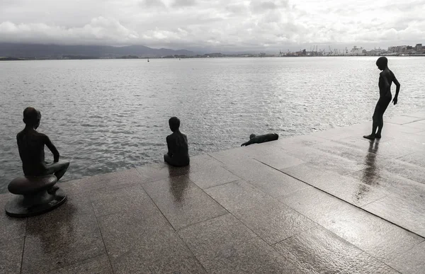  Heykel, Raqueros, Pereda gezinti, bay Santander.Spain anıt.