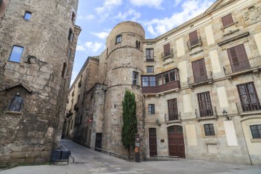 Barcelona.Spain Gotik çeyreğinde Katedral Meydanı.